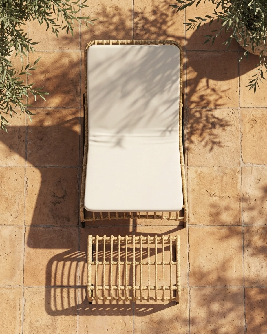 Fauteuil de jardin en rotin avec repose-pieds