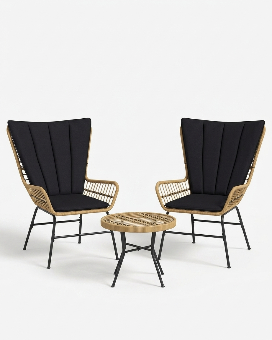 Fauteuil en rotin noir