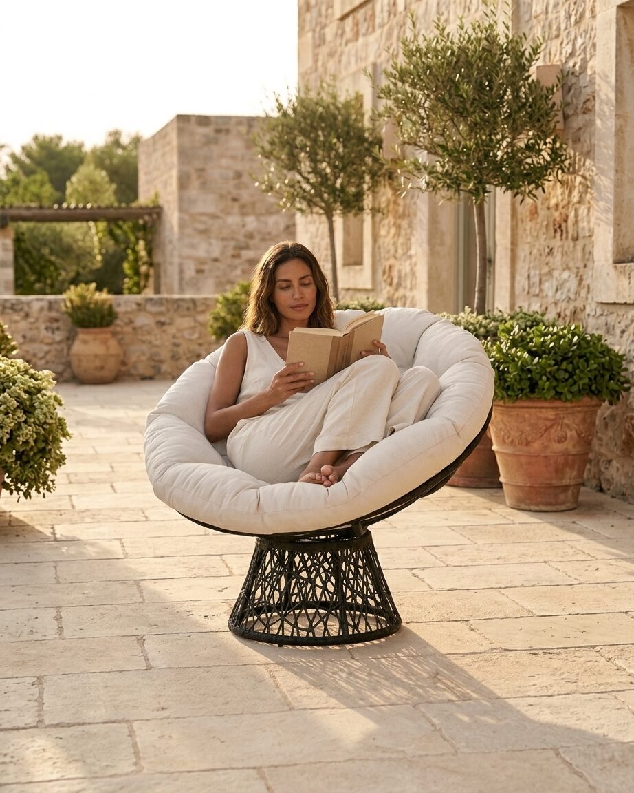 Fauteuil Louise pivotant en rotin