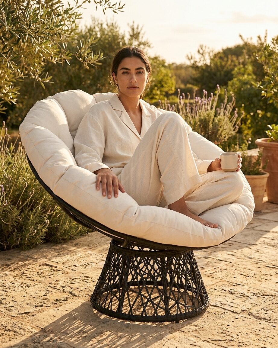Fauteuil Louise pivotant en rotin
